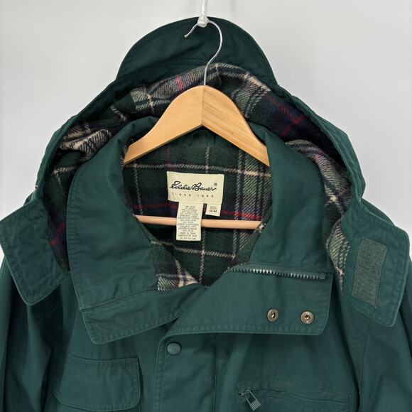Eddie Bauer Hooded Jacket Chore Barn Coat Parka Mens M Plaid Wool Lined Field - Picture 3 of 10